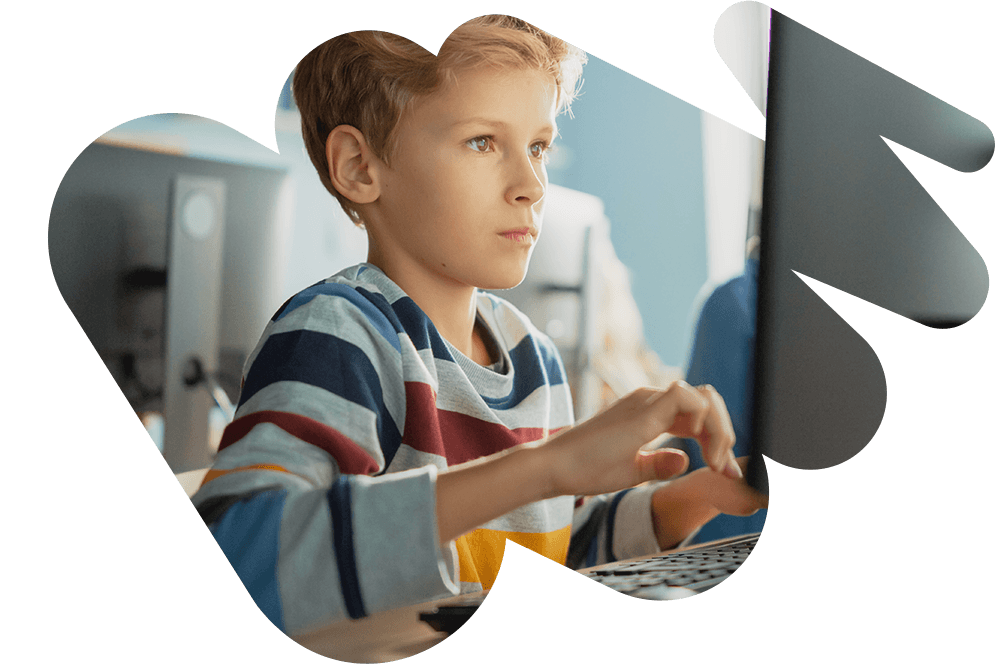 Boy doing online learning