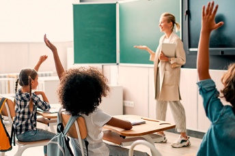 students engaging in class