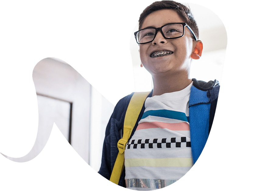 Student with backpack