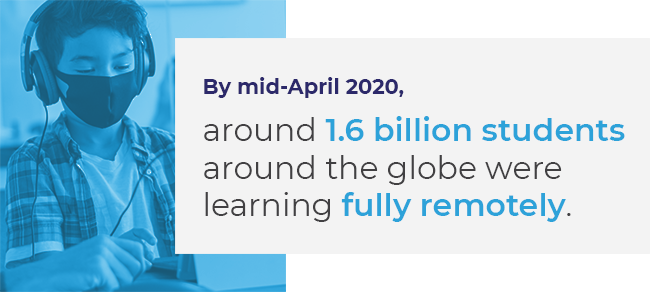 By mid-April 2020, around 1.6 billion students around the globe were learning fully remotely.