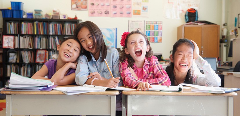 happy children in classroom