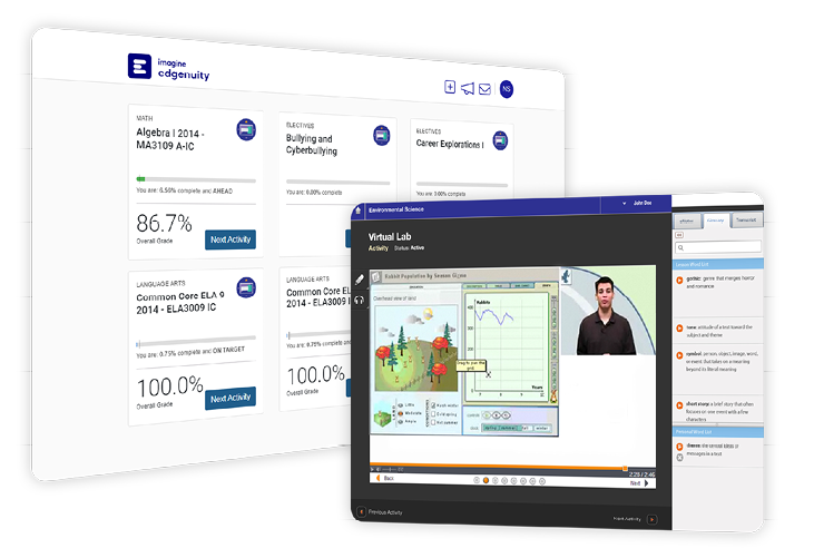 Screenshots of Imagine Edgenuity