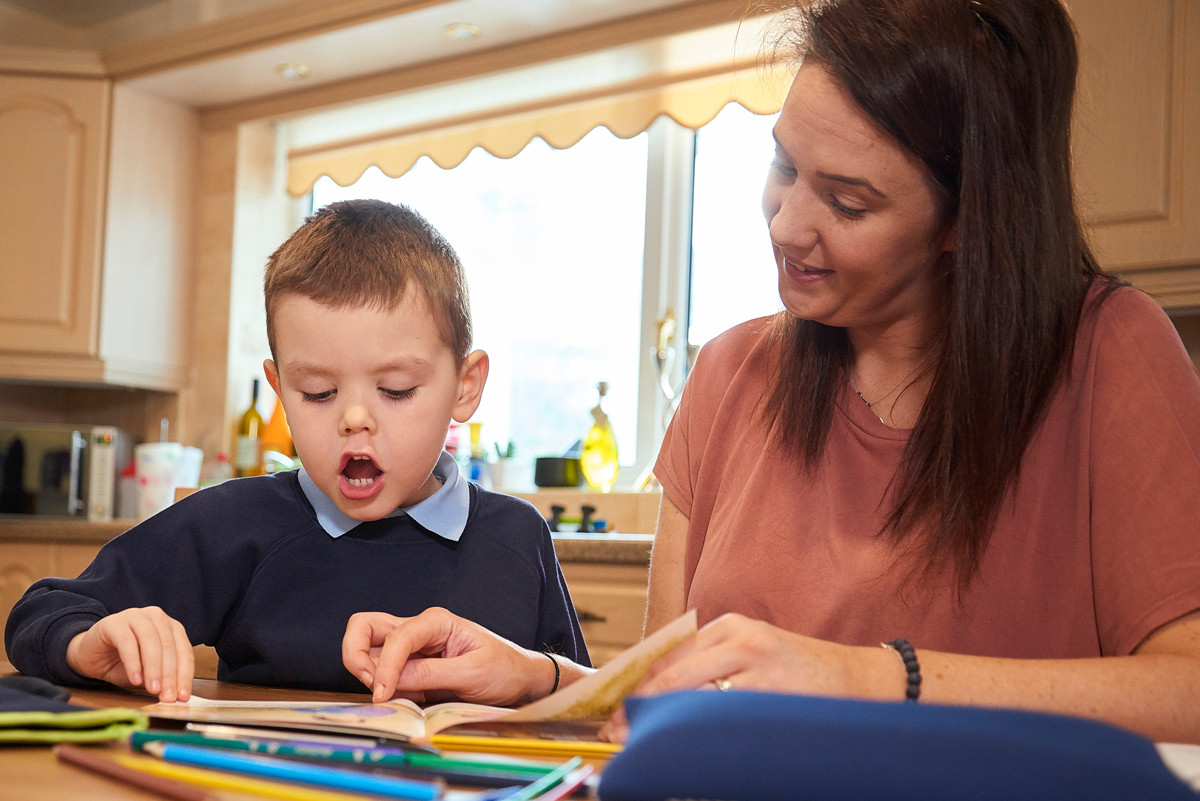 Parent and child practice sounding out words