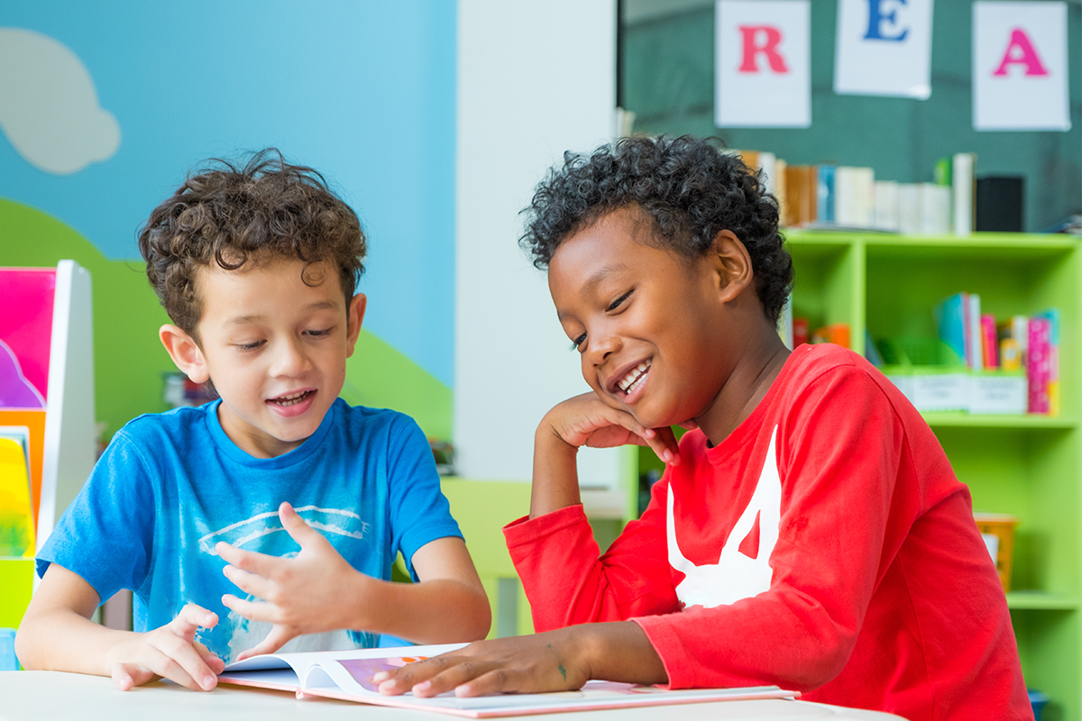 Students read together