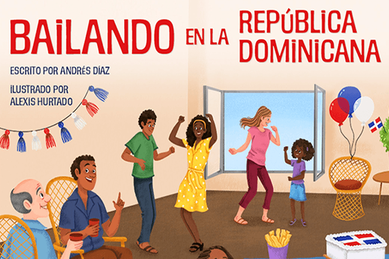A screenshot of the cover for "Bailando En La República Dominicana" featuring people dancing at a celebration or party