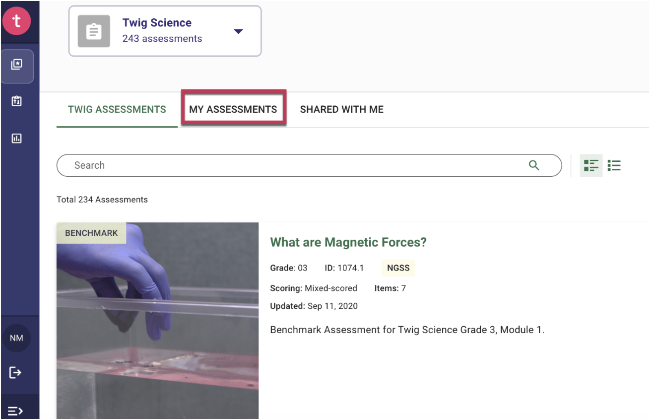 Edit and Share Assessments in Twig Science 