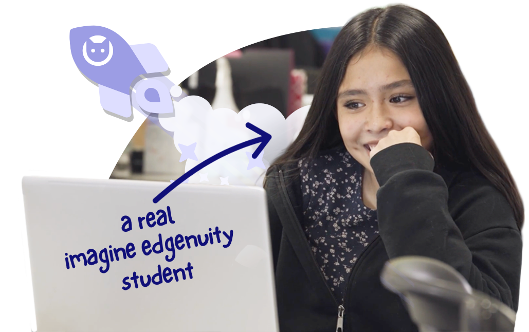 Smiling Imagine Edgenuity student using a laptop