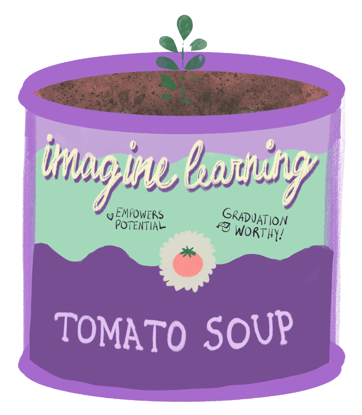 Young tomato pant in Imagine Learning tomato soup can
