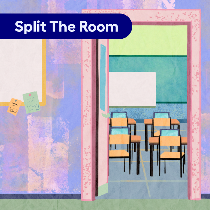 Image of looking into a classroom from the hallway