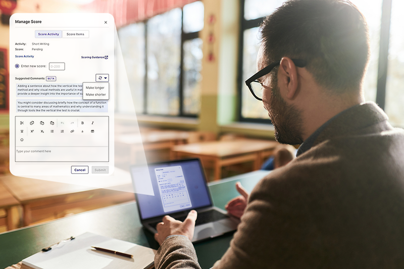 Teacher using Imagine EdgeEX grading assistant tool