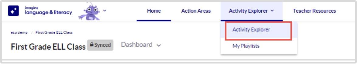 Imagine Language & Literacy activity explorer