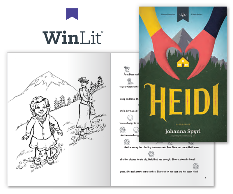 Sample of WinLit Classics Series book showing cover art, inside text, and illustration