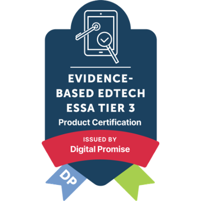 Evidence-based edtech ESSA Tier 3 Product Certification issued by Digital Promise
