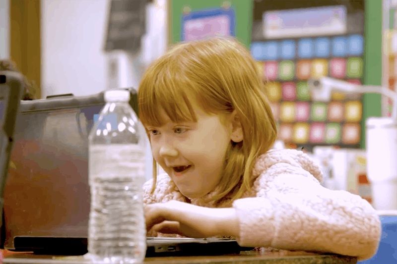 Student completing online learning